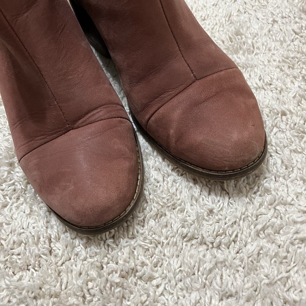 TOMS Size 7.5 Burnt Henna Leather Block Heel Pull-On Esme Chelsea Boots - Picture 6 of 7